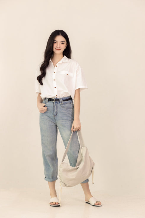 CELESTE DENIM TAPERED LEG PANTS